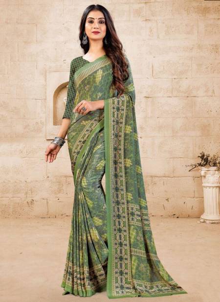 Green Colour SUSHMA GRACE Fancy Designer Ethnic Wear Slim Crape Printed Latest Saree Collection 35004 B